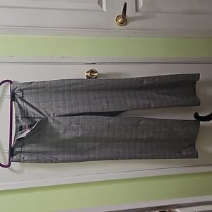 Norton Mcnaughton grey and pink plaid slacks